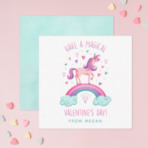 Cute Magical Unicorn Valentijnsdag Flat Note Card