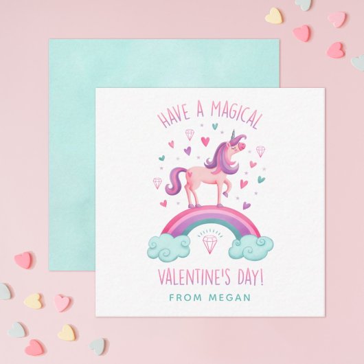 Cute Magical Unicorn Valentijnsdag Flat Note Card Notitiekaartje