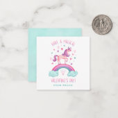 Cute Magical Unicorn Valentijnsdag Flat Note Card Notitiekaartje (Voorkant / Achterkant in situ)