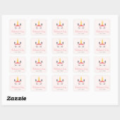 Cute Magical Unicorn Valentine's Day Personalized Vierkante Sticker (Vel)