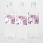 Cute Magical Unicorn Waterfles Etiket (Flessen)