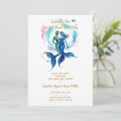 Cute Magical Wedding Mermaid & Triton Romantic Save The Date (Staand voorkant)