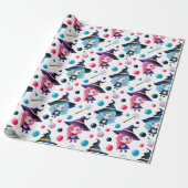 Cute Magical Witch Pattern Cadeaupapier (Uitgerold)
