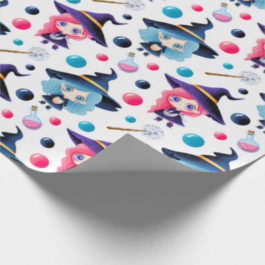 Cute Magical Witch Pattern Cadeaupapier (Hoek)