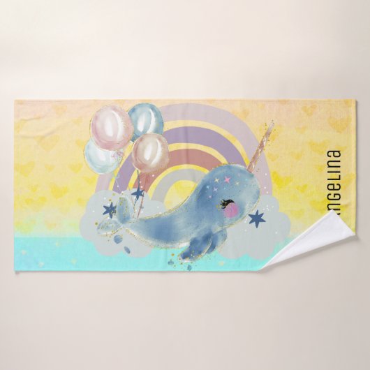 Cute Magical Zee Unicorn Custom Name Badhanddoek (Badhanddoek)
