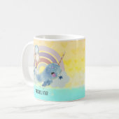 Cute Magical Zee Unicorn Custom Name Koffiemok (Voorkant links)