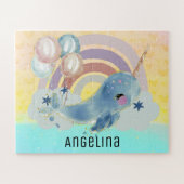 Cute Magical Zee Unicorn Custom Name Legpuzzel (Horizontaal)