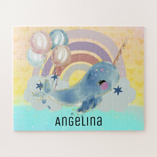 Cute Magical Zee Unicorn Custom Name Legpuzzel (Horizontaal)