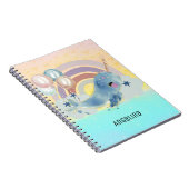 Cute Magical Zee Unicorn Custom Name Notitieboek (Rechterzijde)