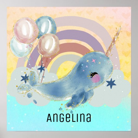 Cute Magical Zee Unicorn Custom Name Poster (Voorkant)