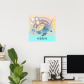 Cute Magical Zee Unicorn Custom Name Poster (Thuiskantoor)