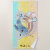 Cute Magical Zee Unicorn Custom Name      Strandlaken (Voorkant)