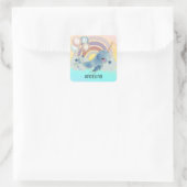 Cute Magical Zee Unicorn Custom Name Vierkante Sticker (Tas)