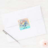 Cute Magical Zee Unicorn Custom Name Vierkante Sticker (Envelop)