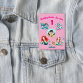 Cute Magical Zeemeermin Onder-de-Zee 1e Verjaardag Button (Insitu)
