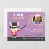 Cute Magicia Rabbit Photo Kids Birthday Party Kaart (Voorkant / Achterkant)