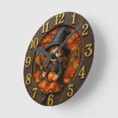 Cute Magician Lantern Magic in Autumn Ronde Klok (Hoek)