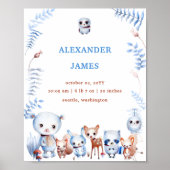 Cute Magische Bosdieren Geboorte Stats Jongen Baby Poster (Voorkant)