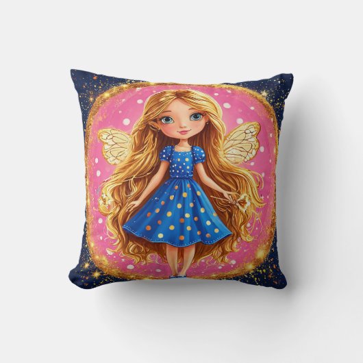 Cute Magische Fee Glitter Vleugels Fantasy Kamer D Kussen (Voorkant)