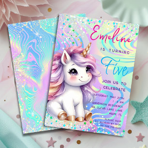 Cute Magische Glitter Eenhoorn Verjaardagsfeest Kaart