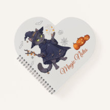 Cute Magische Kat Halloween Spiraal Notebook