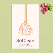 Cute Maid House Cleaner Cleaner Services Pink Mop Visitekaartje