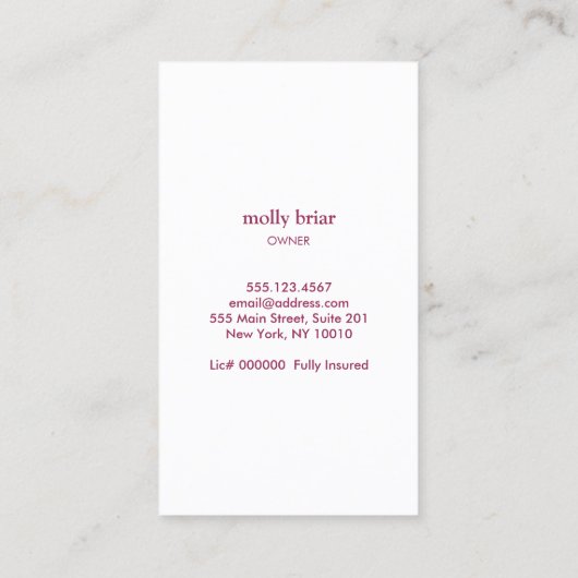 Cute Maid House Cleaner Cleaner Services Pink Mop Visitekaartje (Achterkant)