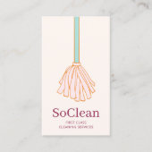 Cute Maid House Cleaner Cleaner Services Pink Mop Visitekaartje (Voorkant)
