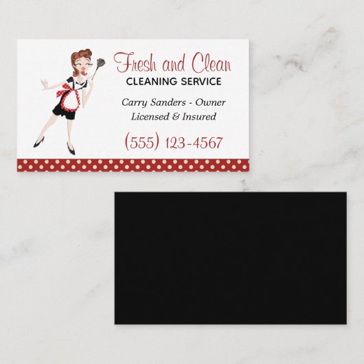 Cute Maid House Cleaning Service Visitekaartje (Voorkant / Achterkant)