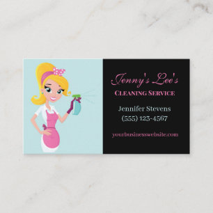 Cute Maid Housecleaning Cleaning Service Visitekaartje