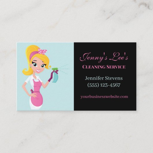 Cute Maid Housecleaning Cleaning Service Visitekaartje (Voorkant)