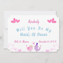 Cute Maid of Honor Invitation Kaart