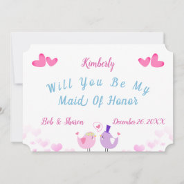 Cute Maid of Honor Invitation Kaart