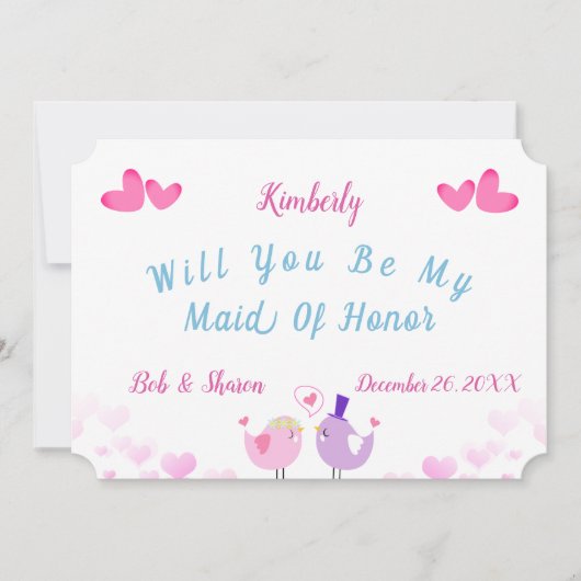 Cute Maid of Honor Invitation Kaart (Voorkant)