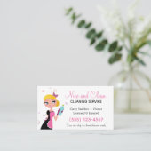 Cute Maid Polka Dot House Cleaning Service Visitekaartje (Staand voorkant)