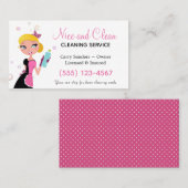 Cute Maid Polka Dot House Cleaning Service Visitekaartje (Voorkant / Achterkant)
