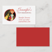 Cute Maid with Broom House Cleaning Service Visitekaartje (Voorkant / Achterkant)