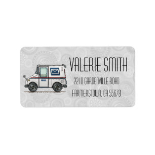 Cute Mail Truck Etiket