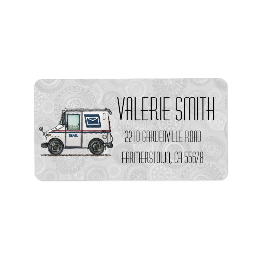 Cute Mail Truck Etiket (Voorkant)