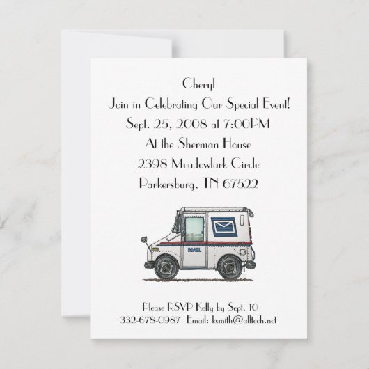Cute Mail Truck Kaart (Achterkant)