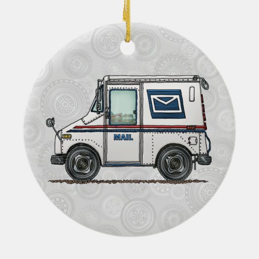 Cute Mail Truck Keramisch Ornament (Achterkant)