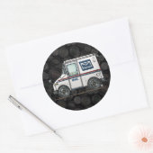 Cute Mail Truck Ronde Sticker (Envelop)
