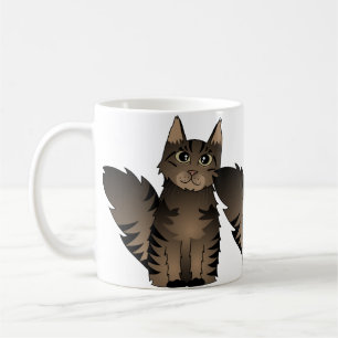 Cute Maine Coon Cat Cartoon - Bruine Tabby Koffiemok