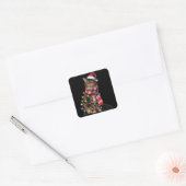 Cute Maine Coon Cat Funny Xmas Holiday Gift Vierkante Sticker (Envelop)