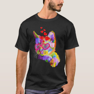 Cute Maine Coon Cat Heart Valentine Day Decor Cat T-shirt