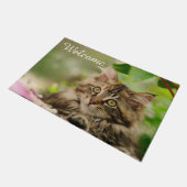 Cute Maine Coon Cat Kitten Foto op Entry Welcome Deurmat (Schuin)