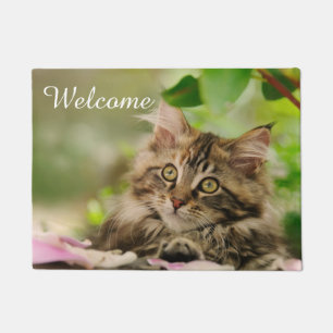 Cute Maine Coon Cat Kitten Photo - Entry Welcome Deurmat