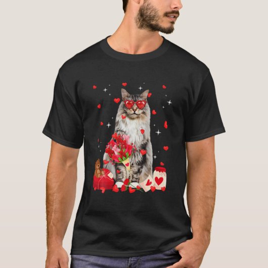Cute Maine Coon Cat Valentijn Fun Cat Dad Cat Ma T-shirt (Voorkant)