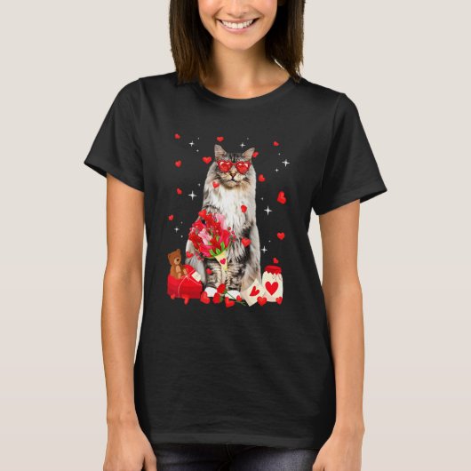Cute Maine Coon Cat Valentijn Fun Cat Dad Cat Ma T-shirt