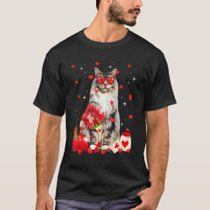 Cute Maine Coon Cat Valentijn Fun Cat Dad Cat Ma T-shirt